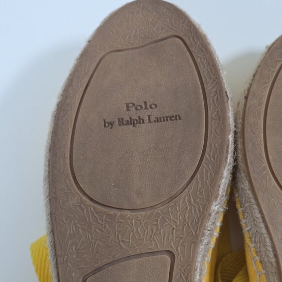 Polo Ralph Lauren Espadrilles Women US 8 Yellow Lace Up Flat Jute Canvas Preppy - Picture 13 of 16